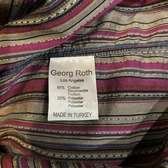 GEORG ROTH Los Angeles Fuchsia Striped Men's Shirt Contrast Collar & Cuffs Sz M - Picture 10 of 12